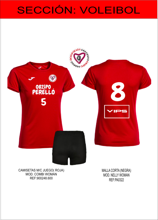 CAMISETA M/C VOLEY ROJA COMBI